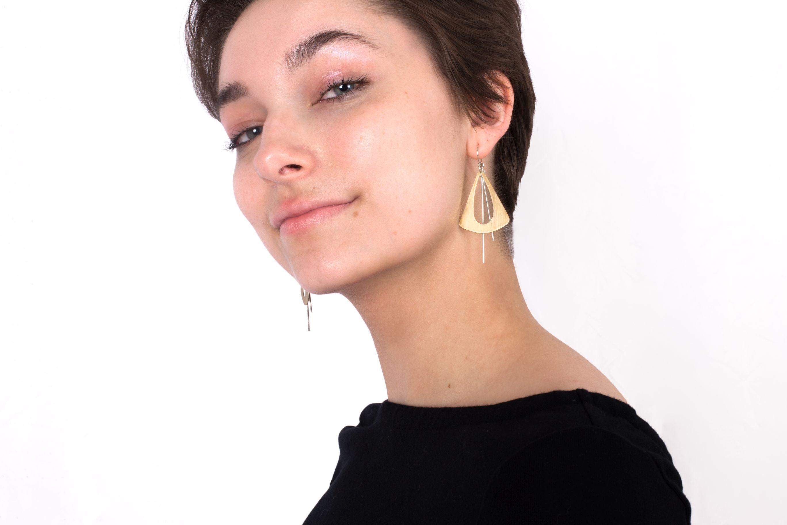 Brass & Silver Geometric Statement Earrings