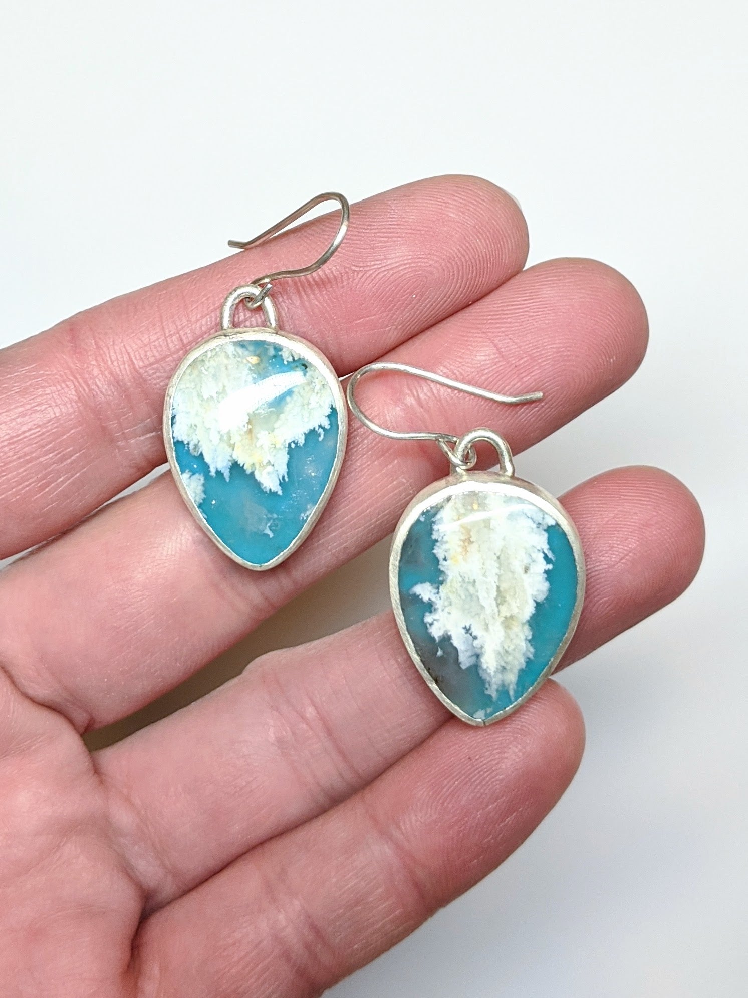 Turquoise & Coral Sea Agate Cloud Earrings