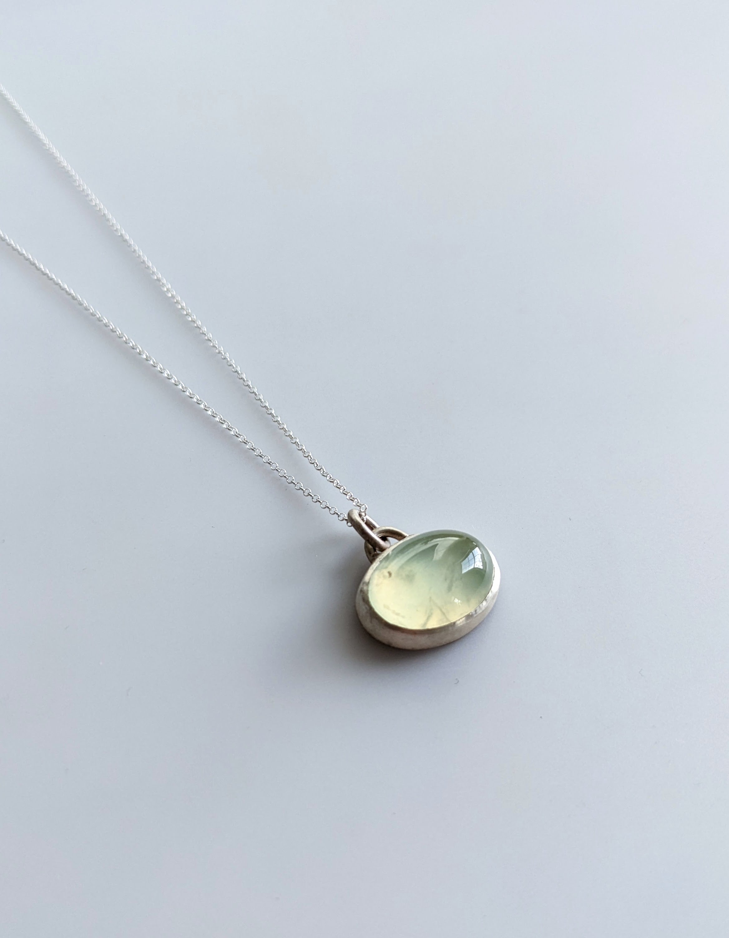 Apple Green Prehnite Drop Necklace